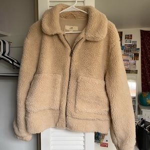 brown teddy bear zip up jacket